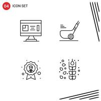 4 Universal Line Signs Symbols of architecture sport design stick avatar Editable Vector Design Elements