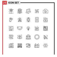 Stock Vector Icon Pack of 25 Line Signs and Symbols for camera religion balance pray church Editable Vector Design Elements