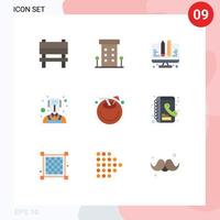 User Interface Pack of 9 Basic Flat Colors of coconut welder store professions web Editable Vector Design Elements