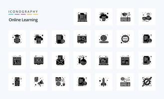 25 Online Learning Solid Glyph icon pack vector