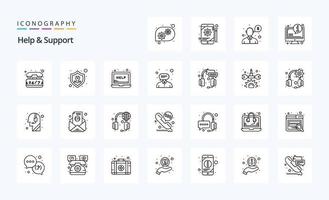 25 Help And Support Line icon pack vector