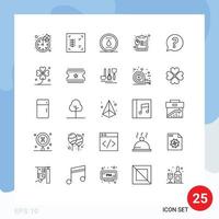 Group of 25 Lines Signs and Symbols for clover question power mark data Editable Vector Design Elements