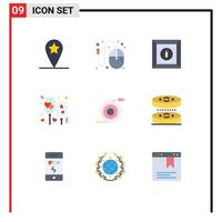 Universal Icon Symbols Group of 9 Modern Flat Colors of flow romantic box party balloon Editable Vector Design Elements
