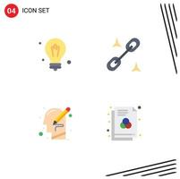 4 Creative Icons Modern Signs and Symbols of bulb thinking clip head file Editable Vector Design Elements