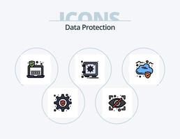 Data Protection Line Filled Icon Pack 5 Icon Design. . data. gdpr. cloud. security vector