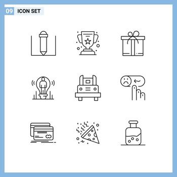 Modern Set of 9 Outlines and symbols such as transportation school bus motivation bus person Editable Vector Design Elements