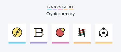 la línea de criptomoneda llenó el paquete de 5 iconos, incluida la moneda. cripto moneda criptográfica. moneda. diseño de iconos creativos vector