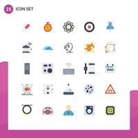 Modern Set of 25 Flat Colors Pictograph of pin location time user basic Editable Vector Design Elements