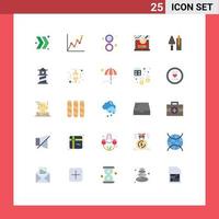 25 User Interface Flat Color Pack of modern Signs and Symbols of masonry brickwork mirror trowel research Editable Vector Design Elements