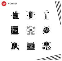 Pictogram Set of 9 Simple Solid Glyphs of panel develop study coding smart Editable Vector Design Elements