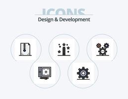 línea de diseño y desarrollo paquete de iconos llenos 5 diseño de iconos. diseño. codificación. engranaje. lápiz. diseño vector