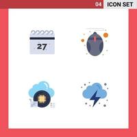 Editable Vector Line Pack of 4 Simple Flat Icons of summer chip computer technology electricity Editable Vector Design Elements