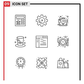 Mobile Interface Outline Set of 9 Pictograms of development code strategy canada detective Editable Vector Design Elements