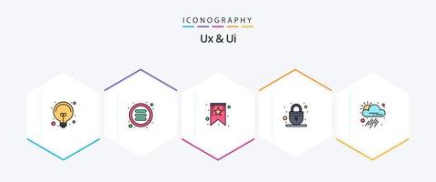 Ux And Ui 25 FilledLine icon pack including tool. app. bookmark. web. padlock vector