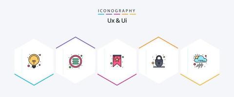 Ux And Ui 25 FilledLine icon pack including tool. app. bookmark. web. padlock vector