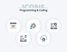 Programming And Coding Flat Icon Pack 5 Icon Design. development. coding. development. site. error vector