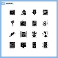 Set of 16 Modern UI Icons Symbols Signs for drinks beach drinks pen beach programming Editable Vector Design Elements