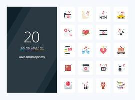 20 Love Flat Color icon for presentation vector