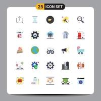 Mobile Interface Flat Color Set of 25 Pictograms of search explore forward tag label Editable Vector Design Elements