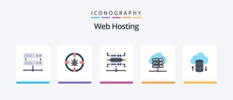 Web Hosting Flat 5 Icon Pack Including . cloud network. database. cloud hosting. network server. Creative Icons Design vector