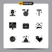 Set of 9 Modern UI Icons Symbols Signs for eid development razor develop coding Editable Vector Design Elements