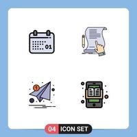 conjunto de 4 iconos modernos de la interfaz de usuario signos de símbolos para los elementos de diseño vectorial editables de la carta de papel del día de la aplicación de canadá vector