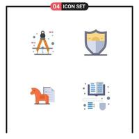 4 Universal Flat Icons Set for Web and Mobile Applications architect advantage measure security chess Editable Vector Design Elements