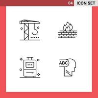 Modern Set of 4 Filledline Flat Colors and symbols such as construction bag tools firewall vacation Editable Vector Design Elements