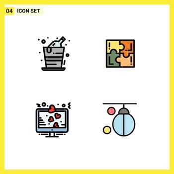 4 colores planos de línea de llenado de vectores temáticos y símbolos editables de elementos de diseño de vectores editables lcd de pantalla de alcohol