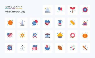 25 Usa Flat color icon pack vector