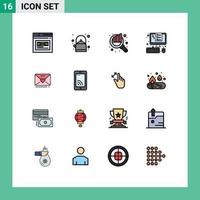 paquete de iconos de vector de stock de 16 signos y símbolos de línea para dispositivos de gestión de auditoría de porcentaje de sms elementos de diseño de vector creativo editable