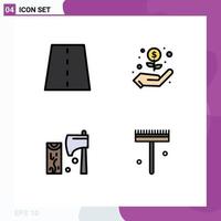 Stock Vector Icon Pack of 4 Line Signs and Symbols for driveway construction path dollar tool Editable Vector Design Elements