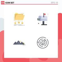 Universal Icon Symbols Group of 4 Modern Flat Icons of backup hill folder environment nature Editable Vector Design Elements