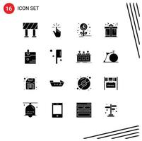 Editable Vector Line Pack of 16 Simple Solid Glyphs of technology business financing shopping box Editable Vector Design Elements