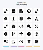 Creative User Experience 25 Glyph Solid Black icon pack  Such As . time.. clock. text sheet vector