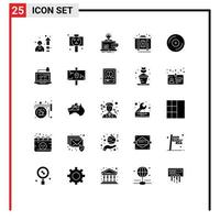 Universal Icon Symbols Group of 25 Modern Solid Glyphs of devices kit chat first aid Editable Vector Design Elements
