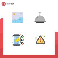 4 Universal Flat Icon Signs Symbols of image contact alarm connection warning Editable Vector Design Elements