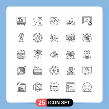 Set of 25 Vector Lines on Grid for electricity photo party image spring Editable Vector Design Elements