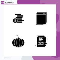 Solid Glyph concept for Websites Mobile and Apps coins money pumpkin money application txt Editable Vector Design Elements