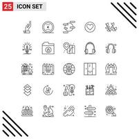 Universal Icon Symbols Group of 25 Modern Lines of spring leaf space ecology favorite Editable Vector Design Elements