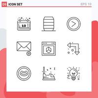 Universal Icon Symbols Group of 9 Modern Outlines of element application arrow preferences mail Editable Vector Design Elements