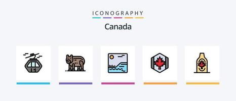 Canada Line Filled 5 Icon Pack Including canada. fire work. award. wood. log. Creative Icons Design vector