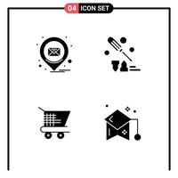 4 Creative Icons Modern Signs and Symbols of email trolley ecommerce message equipment education Editable Vector Design Elements