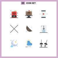 Mobile Interface Flat Color Set of 9 Pictograms of food croissant amplifier delete volume Editable Vector Design Elements