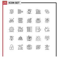 Group of 25 Modern Lines Set for zodiac astrology product weight box Editable Vector Design Elements