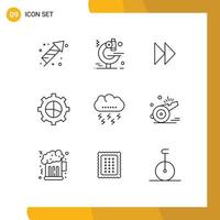 Set of 9 Modern UI Icons Symbols Signs for lightning autumn control fast settings business Editable Vector Design Elements