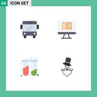 4 concepto de icono plano para sitios web móviles y aplicaciones tubos de ensayo de autobús computadora sangre hipster elementos de diseño vectorial editables vector