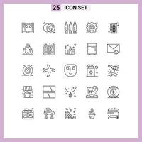 paquete de iconos vectoriales de stock de 25 signos y símbolos de línea para elementos de diseño vectorial editables de educación de configuración de viñetas de libros de tarjetas gráficas vector