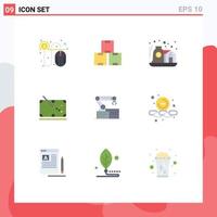 Pictogram Set of 9 Simple Flat Colors of atoumated stick asset table snooker Editable Vector Design Elements