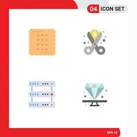 Pack of 4 Modern Flat Icons Signs and Symbols for Web Print Media such as cookie spending food cut hosting Editable Vector Design Elements